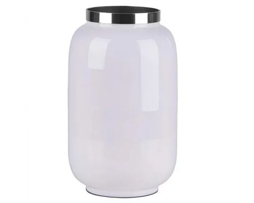 Giftcompany Dekovase Vase Saigon mit Metallring Weiß Silber (18cm)