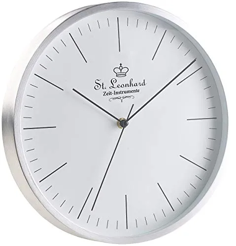 St. Leonhard Küchenuhr Funk lautlos: Moderne Aluminium-Funk-Wanduhr, flüsterleises Sweep-Uhrwerk, Ø 31 cm (Wanduhr Wohnzimmer lautlos, modern, Funkwanduhr)