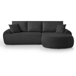 Beautysofa Ecksofa TEDDY mit Kissen aus Bouclé-Stoff in schwarz von Beautysofa