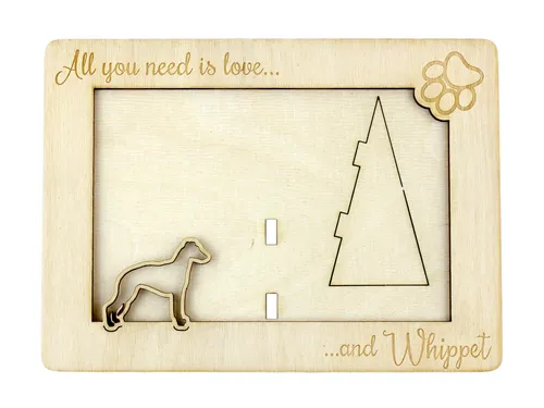 Whippet, Kleiner Englischer Windhund - Fotorahmen, gravierter Holzrahmen, ein schönes Gadget für den Hundeliebhaber von Art-Dog