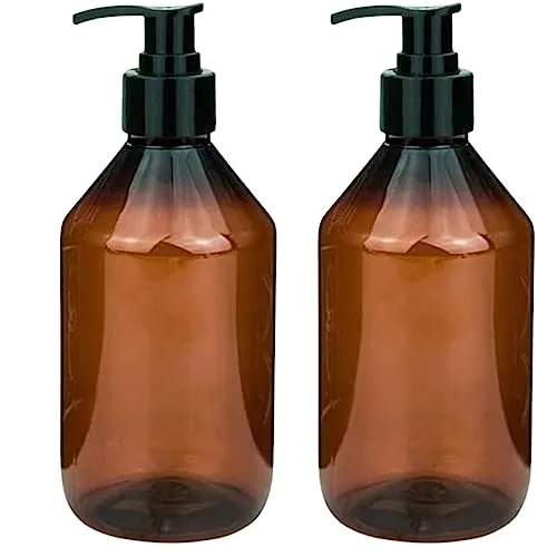 mikken 2 Seifenspender 250 ml Shampoo-Flaschen Lotionspender aus Kunststoff inkl. Etiketten