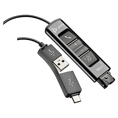 Poly DA85 USB-A & USB-C Adapter für Callcenter - Festnetztelefone: Kompatibel mit Avaya, Genesys und Cisco. Bietet akustischen Gehörschutz und einfache Konnektivität für Callcenter-Mitarbeiter, ideal für Home Office.