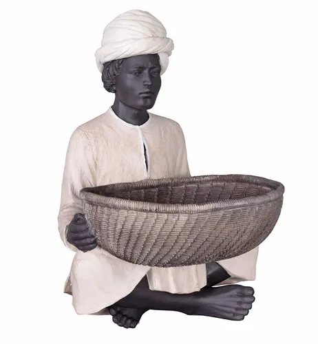 Diener Skulptur Kolonialstil Figur mit Schale Obstschale Servierschale Buttler