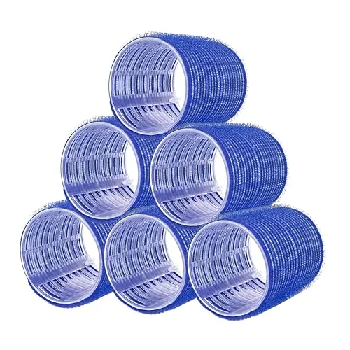 PONIK’S PROFESSIONAL Lockenwickler Mittelgroß – Haarrollen 51mm Set 6 Stück & Klettwickler Mittel – Haarwickler Für Wellen Ohne Hitze, Heatless Curls Und Mittellanges Haar, Blau