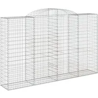 vidaXL Gabione mit Hochbogen 300x50x180/200 cm - Gabione aus verzinktem Eisen, ideal als dekorative und schalldämmende Gartenbarriere. Langlebig und stabil, perfekt für den Außenbereich.