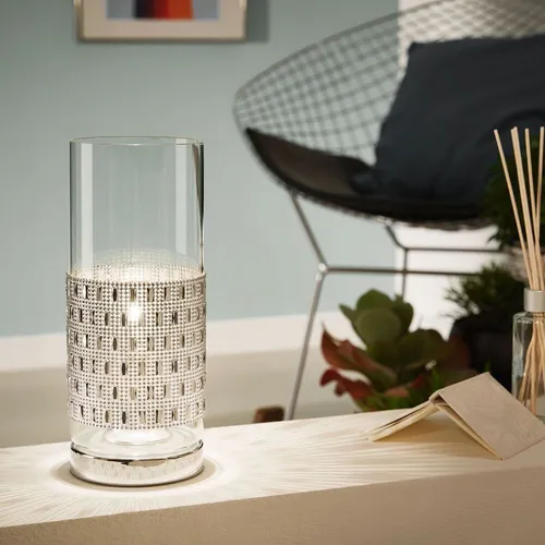 Eglo 94619 Torvisco Tischleuchte Stahl Chrom Glas klar