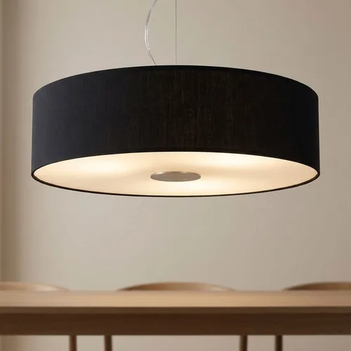 LEDINO 50230000001022 Textil Decken Pendel Lampe - Moderne Hängeleuchte für Wohn- und Esszimmer, aus schwarzem Textil mit satiniertem Glas für blendfreies Licht. 3x E27 Fassungen ermöglichen individuelle Lichtgestaltung.