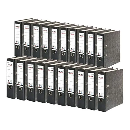 Original Falken Recycling-Ordner 20er Pack Wolkenmarmor - Ordner für DIN A4, 8 cm breit, mit griffigem Papierbezug im Wolkenmarmor-Design. CO2-neutral und mit Blauer Engel zertifiziert – ideal für umweltbewusste Büros.