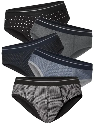 Franco Bettoni Unterhosen Männer im 5er Set, Bequeme Slips für Männer, Herren Unterhosen aus Baumwolle, Set-Packung 5 Stück, Bunt, Gr. 3XL