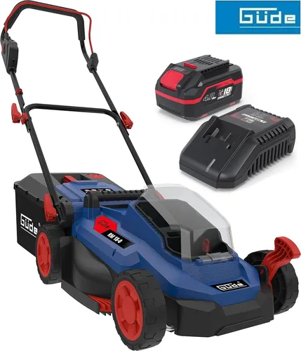 Güde Akku Rasenmäher RM 18-401-23 - Akku-Rasenmäher mit 18V bürstenlosem Motor, 5-facher Höhenverstellung und 30 l Grasfangsack. Ideal für eine effiziente und flexible Rasenpflege ohne Kabel.