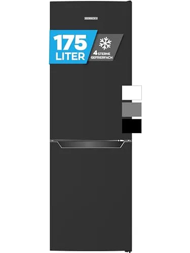 Heinrich´s Kühlgefrierkombination 175 Liter - Kühlschrank mit 4-Sterne Gefrierfach, 175L Gesamtvolumen, energieeffizient mit nur 156 kWh/Jahr und leise bei 39 dB – ideal für Lebensmittel und mehr!