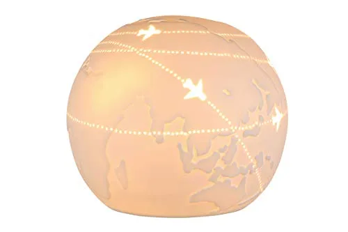 GILDE Tischleuchte Weltkugel - Stilvolle Porzellanlampe - Tischlampe mit einzigartigem Weltkarten-Motiv, schafft stimmungsvolles Licht und Gemütlichkeit. Ideal für Geschenke zu besonderen Anlässen.