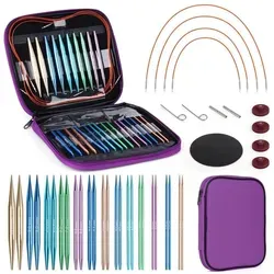 Coopay Auswechselbare Rundstricknadeln Set 3,0-10,0 mm Lila