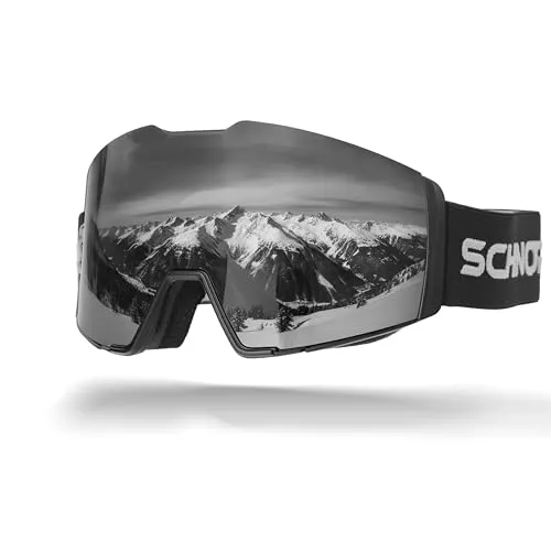 SCHNORR Skibrille Edge Silber S3/S4 | Full REVO, Anti-Fog, UV400, 45 mm Band Skibrille Männer, Ski Brille Frauen, Snowboardbrille, schlechtes Wetter, Schibrille, Skiing Goggles