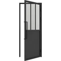 inova Loft Glastür 830 x 2040 mm Klarglas mit schwarzem Beschlag - Elegante Glastür mit 4mm Sicherheitsglas und robuster Stahlrahmenkonstruktion. Einfache Montage, geeignet für verschiedene Wandtypen – ideal für moderne Wohnräume.