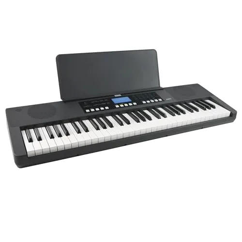 Axus 61-Tasten-Keyboard-Klavier, Tragbare, Berührungsempfindliche, Leichte, Schlanke Tastatur Mit Tragegriff, Netzteil, 450 Stimmen Und Notenablage