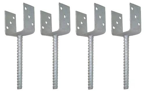 4x U Pfostenträger für Zaunpfosten 9x9cm zum Einbetonieren verzinkt Pfostenanker