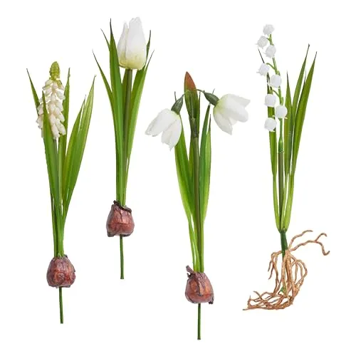 DPI Frühjahrsblumen Mix mit Zwiebel 4 Stk. Kunstblume 20 cm Kunststoff Frühjahr Ideal für Gestecke Kränze Sträuße Blumentöpfe