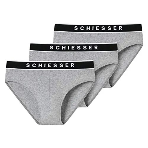 Schiesser Herren 95/5 Organic Cotton Slip Unterwäsche, Graumelange, S (3er Pack)