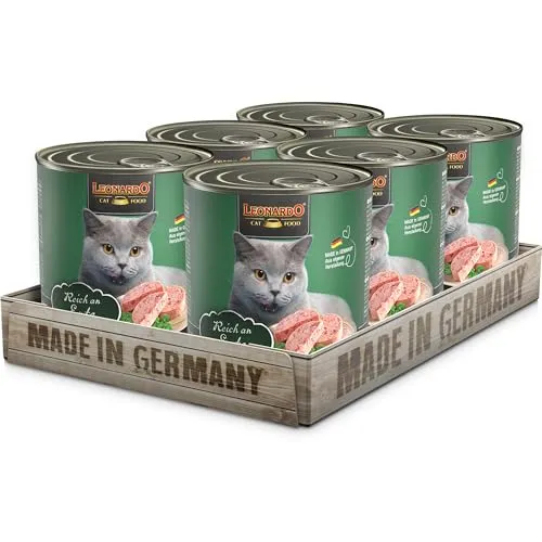 LEONARDO Nassfutter [6x800g Ente] - Getreidefreies Nassfutter für Katzen, reich an frischem Fleisch und ideal für ernährungsbewusste Katzenbesitzer.