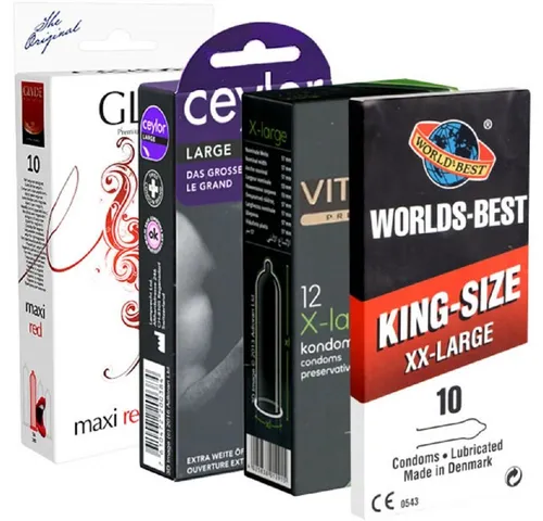 Kondomotheke XXL-Kondome Probierset: Long & Wide Mix (Testpack Größe XL - XXL) 4 Packungen große Kondome, insgesamt, 38 St., Kondome Probierset, für den großen Penis - Kondome für Männer, die mehr Platz brauchen