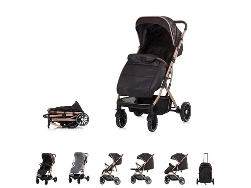 Chipolino Combo Faltbarer Buggy Obsidian Gold Schwarz - Buggys mit 5-Punkt-Sicherheitsgurt, verstellbarer Rückenlehne und integrierter Fußabdeckung für maximalen Komfort und Sicherheit beim Spaziergang.
