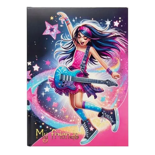 goldbuch 43 056 Freundebuch Star Melody, Freundschaftsbuch DIN A5 mit 84 illustrierte Seiten, für Kita, Hort und Grundschule, für Beste Freunde in der Schulzeit, Kunstdruck Einband mit Popstar-Motiv