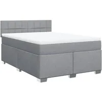vidaXL Boxspringbett mit Matratze 140x200 cm - Hellgrau - Bequemes Boxspringbett mit Taschenfederkernmatratze für optimalen Halt und individuelle Druckentlastung. Inklusive anpassbarer LED-Beleuchtung für ein gemütliches Ambiente.