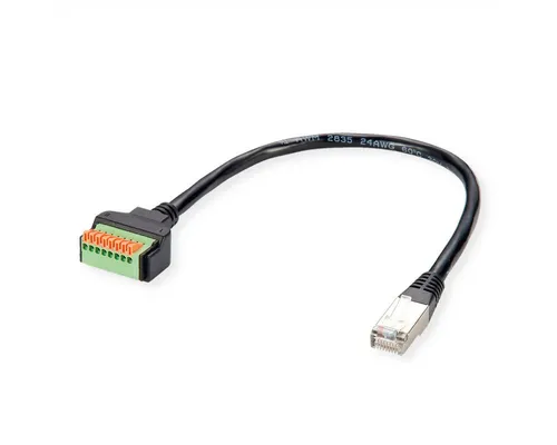 ROLINE Kabeladapter RJ45 Stecker zu Terminalblock Computer-Adapter RJ-45 (8P8C) Männlich (Stecker) zu Terminalblock, 8-pin Weiblich (Buchse), 30 cm, (Drucktasten)