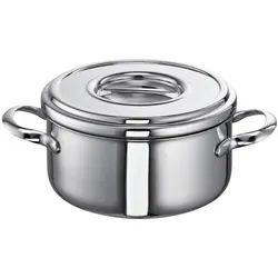 Schulte-Ufer Romana Bratentopf, Edelstahl, 18 cm - Kochtopf aus hochwertigem Edelstahl mit energiesparendem Allherd-Kupferboden, ideal für alle Herdarten, inkl. Induktion. Praktische Innenskalierung und wärmeisolierende Griffe bieten zusätzlichen Komfort.
