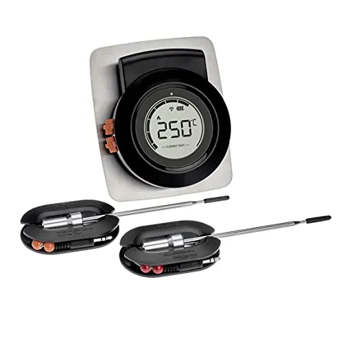 TFA Dostmann Grill-Thermometer Alarm mit Kabelsensor - Kochthermometer für präzise Überwachung von Garraum- und Kerntemperaturen, inklusive kostenloser App für einfache Bedienung und Alarmfunktion.