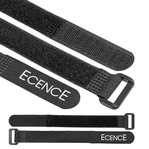 ECENCE Klett Kabelbinder wiederverschließbar, 12er Set für Drähte, Schnüre, Kabel, Universell zur Befestigung, Klettband Kabelsalat, Kabelklett Büro, Größe 2cm x 20cm