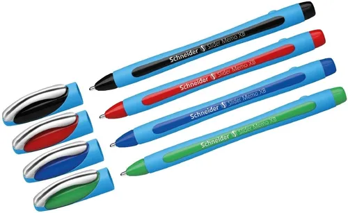 SCHNEIDER Kugelschreiber Kugelschreiber Slider Memo XB Blisterkarte VE=4 Stück (schwarz/rot/bla