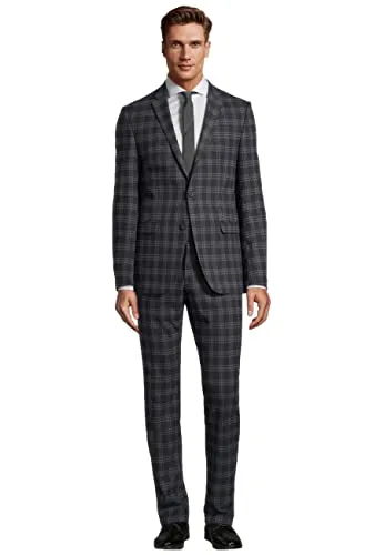 Steffen Klein Herren Anzug Slim-Fit kariert Marine Kariert (Blau),102