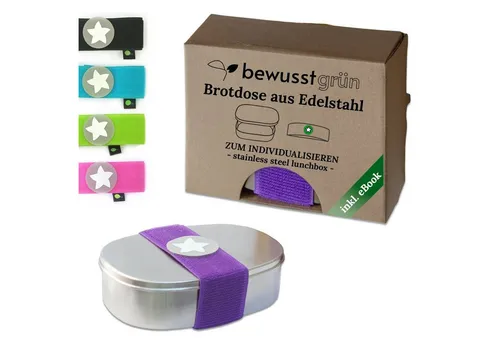 BewusstGrün Lunchbox DottyBox Edelstahl Brotdose mit Fächern für Kinder, DottyBox, (Original DottyBox-System mit Klettband), Personalisierbare Brotdose für Kindergarten und Schule