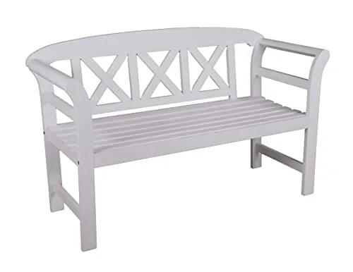 GartenHero Gartenbank 2-Sitzer aus Holz - Bequeme 2-Sitzer Gartenbank aus Eukalyptusholz in white washed Optik, ideal für entspannte Stunden im Freien. Max. Belastbarkeit: 200 kg.