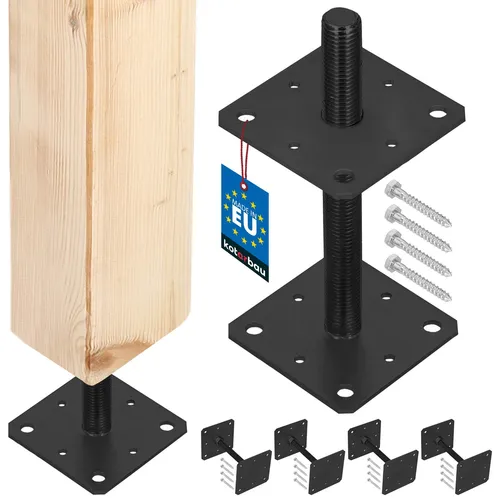 Verstellbarer Stahl-Pfostenfuß, 4er Set, Anthrazit