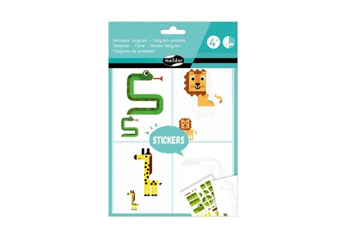 maildor Sticker 10x Kreativset, Tangram-Tiere - Mehrfarbig AF023C - Entdecken Sie die Kreativität mit diesem Tangram-Set! Ideal für Kinder, um ihre Fähigkeiten in Beobachtung, Kombination und logischem Denken spielerisch zu fördern. Perfekt für Kunsthandwerk & Hobby.