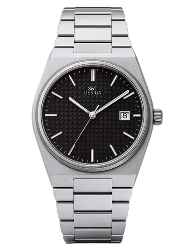 S&T Design Quarzuhr Herren Edelstahl Armbanduhr mit Datum - Elegante Herrenuhr aus Edelstahl mit Datumsanzeige und bis 3 bar wasserdicht. Ideal für den täglichen Gebrauch und in einer stilvollen Geschenkbox verpackt.