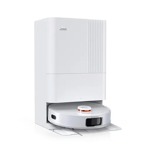 JONR T5 Pro Saugroboter mit Wischfunktion - Staubsaugroboter mit 8000Pa Saugkraft, selbstreinigendem Mopp und intelligenter Teppicherkennung für makellos saubere Böden ohne manuelles Eingreifen.