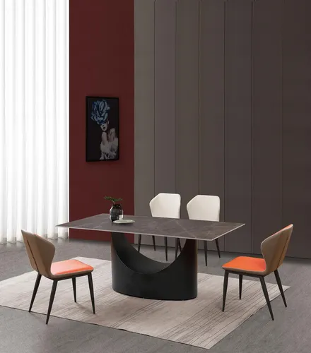 Modernes 5-teiliges Esszimmer Set mit Marmor-Tisch und 4 Stühlen - Elegantes Set für das Esszimmer: 1 rechteckiger Tisch aus Marmor und 4 komfortable Stühle. Ideal für stilvolle Mahlzeiten, einfach zu montieren und ohne zusätzliche Teile.