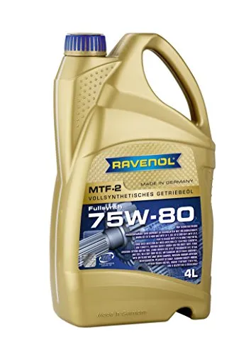 RAVENOL MTF-2 SAE 75W-80 - Vollsynthetisches Getriebeöl - Getriebeöle, vollsynthetisches Leichtlauf-Getriebeöl für moderne Schaltgetriebe, bietet höchste Produktzuverlässigkeit und ist kompatibel mit zahlreichen Fahrzeugherstellern.