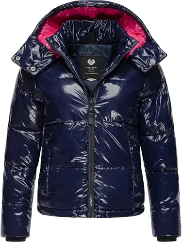 Ragwear Roobie YOUMODO Damen Winterjacke - Funktionsjacke in glänzendem Design, warm und wasserabweisend, ideal für stilbewusste Wintertage. Abnehmbare Kapuze und praktische Taschen sorgen für Komfort und Funktionalität.