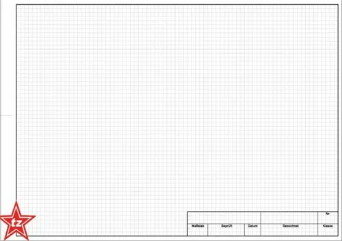 kariertes Zeichen Papier - Zeichenkarton 50 Blatt mit Rand + Schriftfeld A3