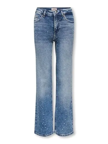 Only & Kids Damen Kogjuicy RHS Wide Leg DNM Cro557 Noos, Medium Blue Denim - Mädchenmode mit weitem Beinschnitt und Gürtelschlaufen für einen lässigen Look, ideal für den Alltag.