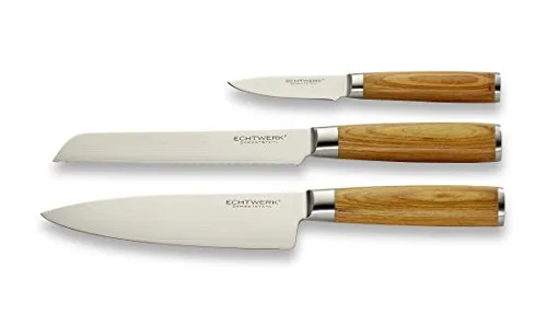 Echtwerk Damastmesser Set 3-teilig - Hochwertige Küchenmesser aus Damaststahl, ergonomische Pakka-Holzgriffe, inklusive eleganter Aufbewahrungsbox