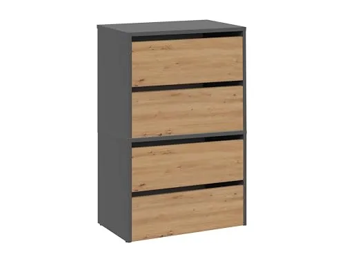 CDF Schuhschrank Modo X2 - Anthrazit & Eiche Artisan - Schuhschrank im modernen Design mit offenen Einlegeböden, ideal für Flur oder Büro. Elegante Kombination aus Funktionalität und Stil.