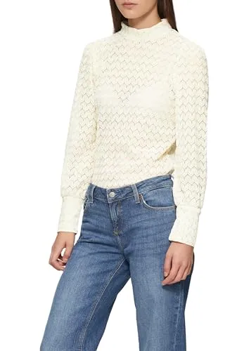 QS Transparentes Spitzen-Shirt mit Stehkragen