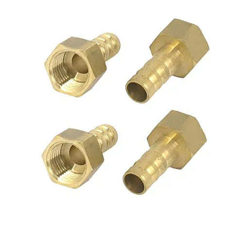 sourcing map 4 Stück Schlauchtülle Kupplung Außensechskantverbinder 1/4BSP Gewinde 8mm Rohrdurchmesser Messing