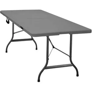CASARIA Klapptisch 109614, rechteckig, schwarz 180 x 72 x 74cm - Platzsparender Klapptisch für bis zu 8 Personen, ideal für Innen- und Außenbereich. Witterungsbeständiger HDPE-Kunststoff und praktische Kofferfunktion mit Tragegriff.